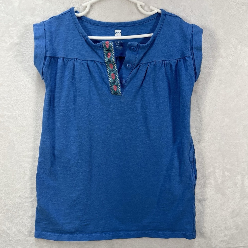 Tea Collection Embroidered Top Girls 5 Cotton Floral Button Coastal Summer